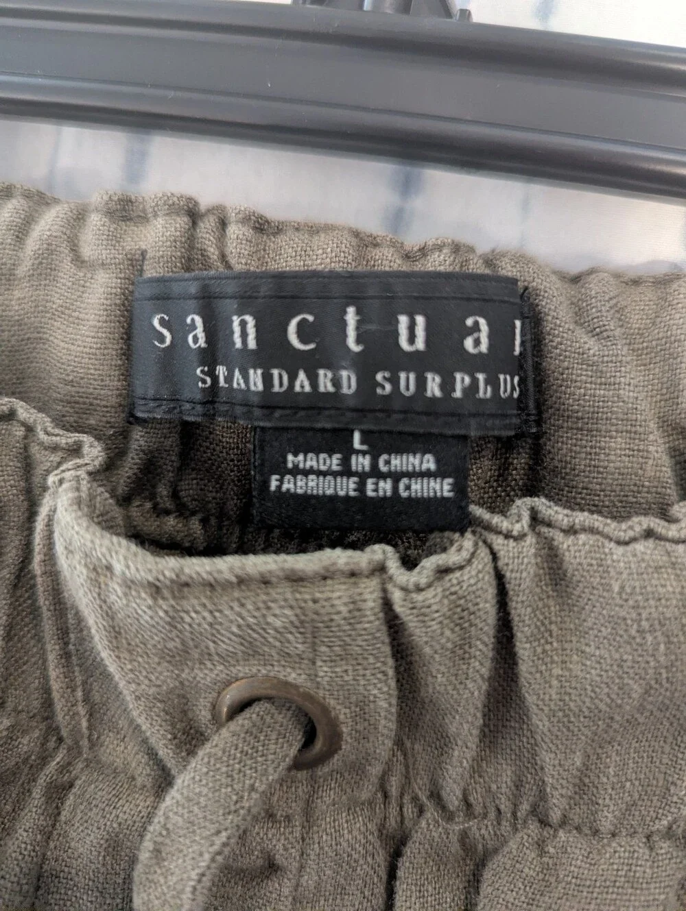 Sanctuary Standard Surplus Olive Linen Cargo Pants Size L Wide Leg
